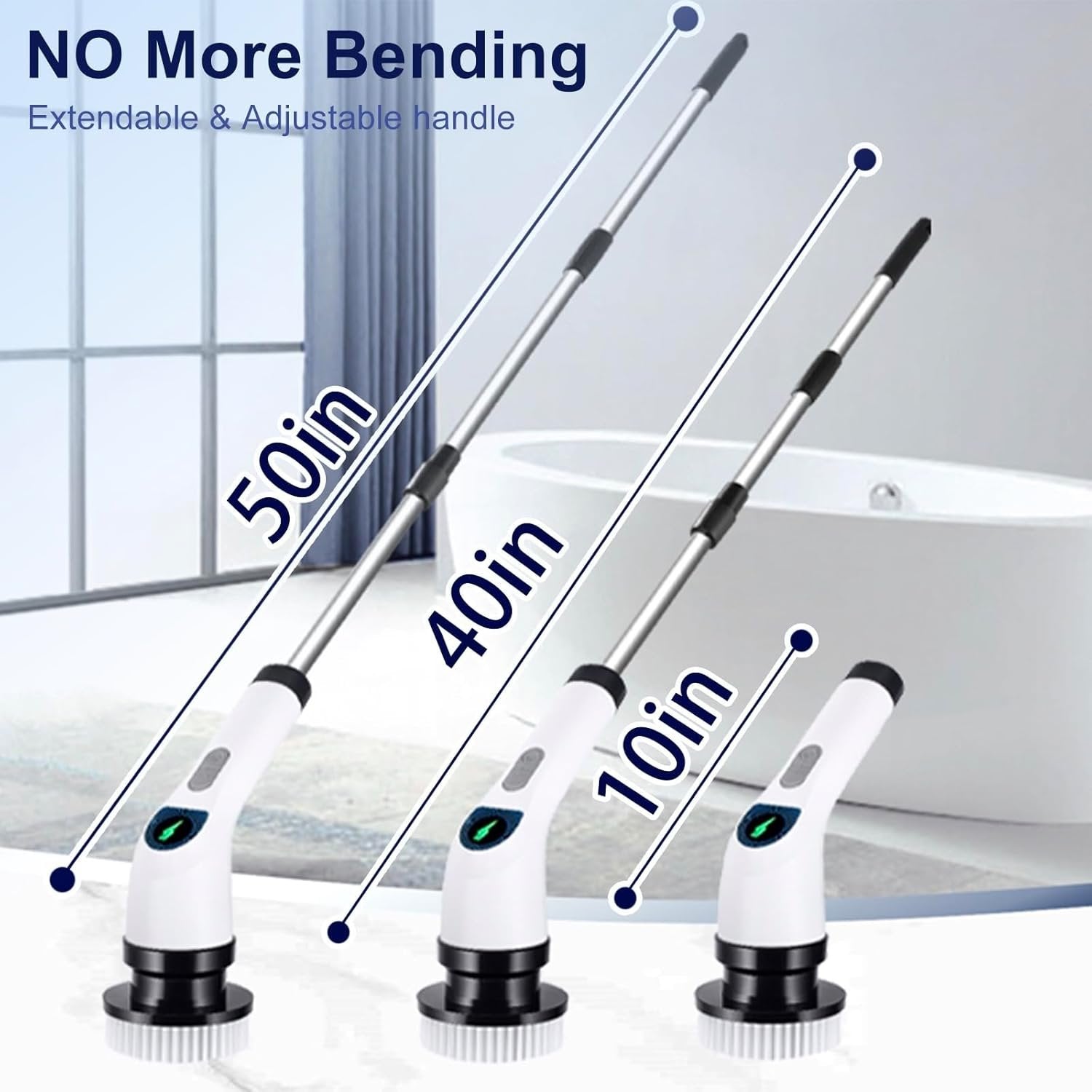 Electric Spin Scrubber for Cleaning, Adjustable Shower Brush with 7 Replaceable Heads image 2