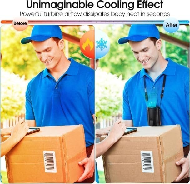 Rechargeable Portable  Personal Fan with 4-Speed Strong Airflow - Hands-Free Waist Cooling image 5