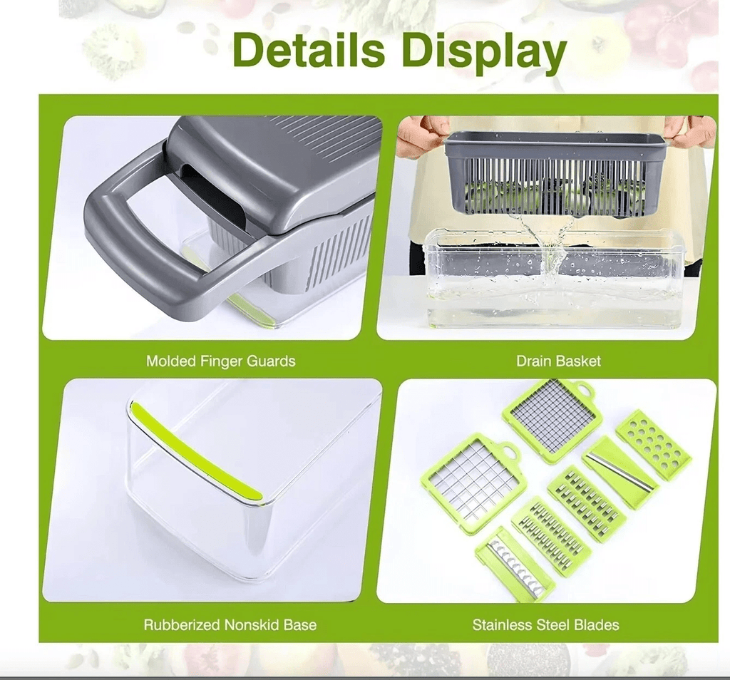 16 in 1 Multifunctional Handheld Onion Cutter Fruits Slicer Potatoes Press Peele image 1