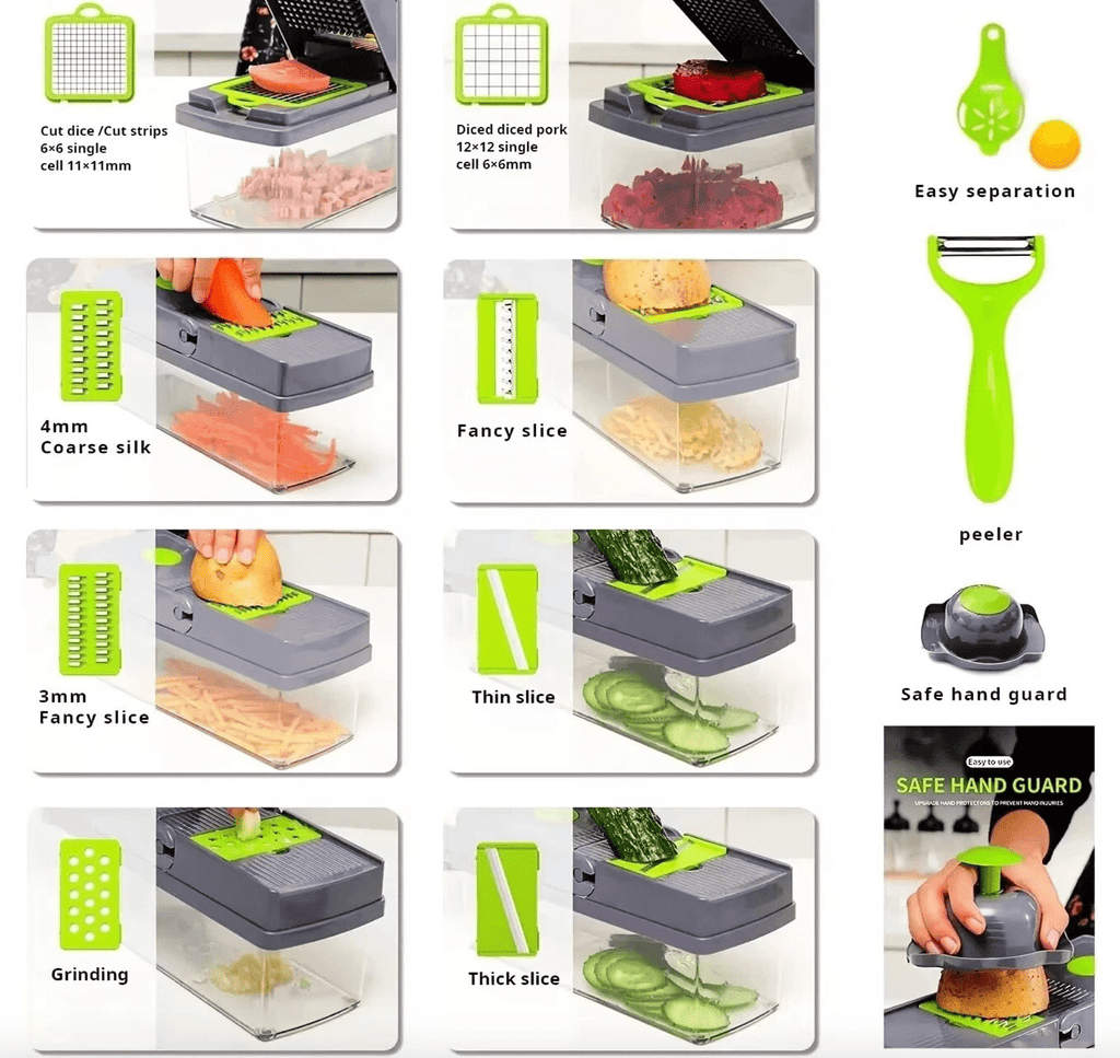 16 in 1 Multifunctional Handheld Onion Cutter Fruits Slicer Potatoes Press Peele image 3