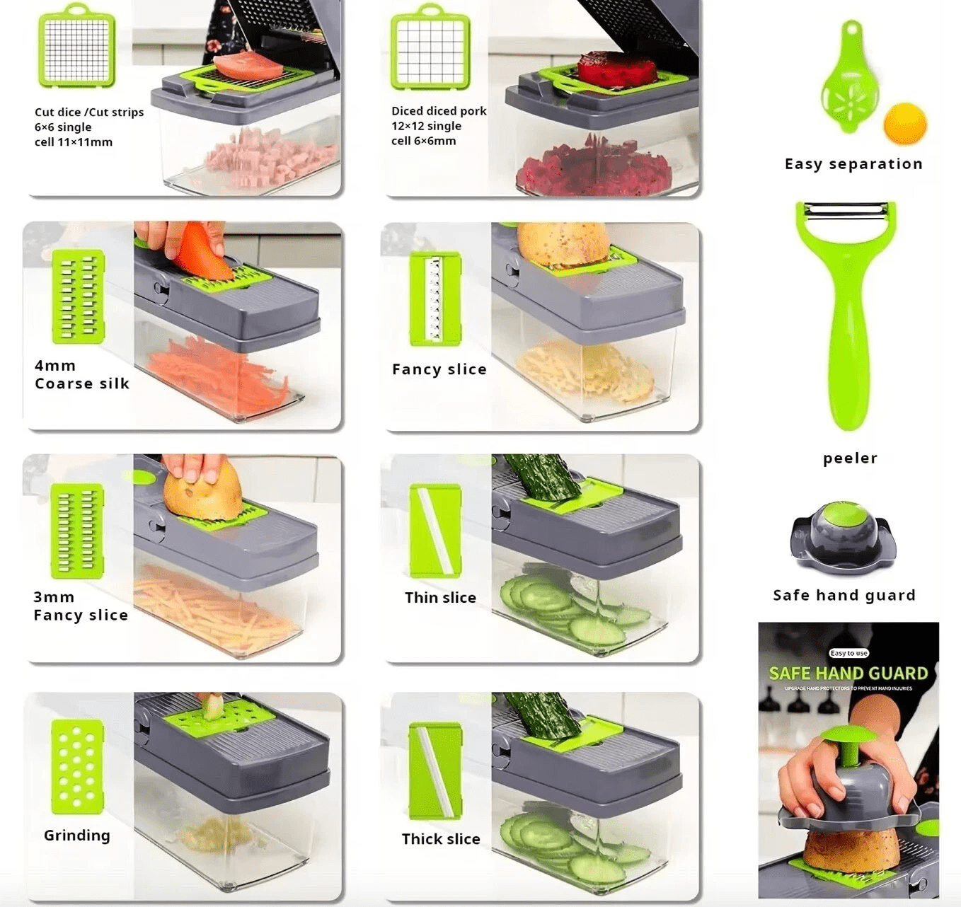 16 in 1 Multifunctional Handheld Onion Cutter Fruits Slicer Potatoes Press Peele image 3