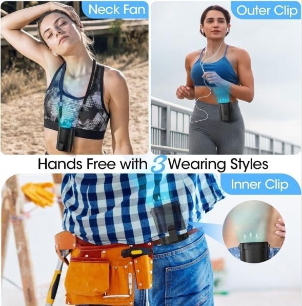 Rechargeable Portable  Personal Fan with 4-Speed Strong Airflow - Hands-Free Waist Cooling image 3