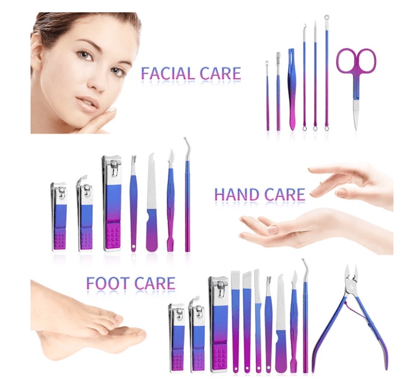 9/18 pcs Gradient Color Nail Clippers Manicure and Pedicure Tool Set image 3