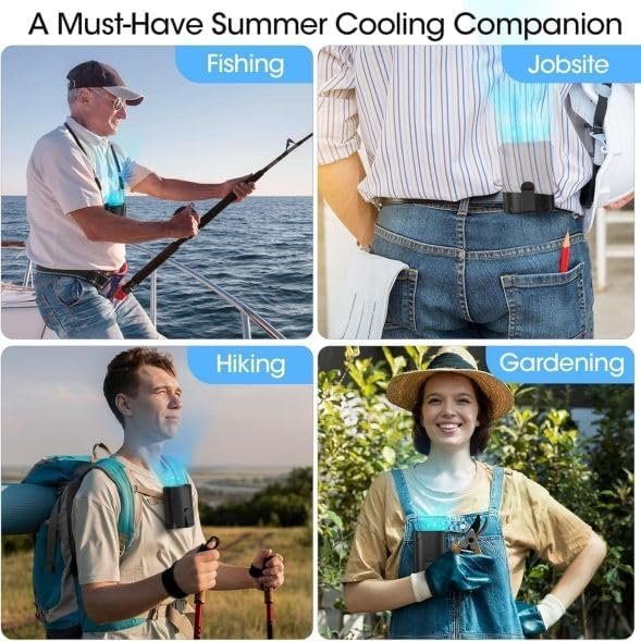 Rechargeable Portable  Personal Fan with 4-Speed Strong Airflow - Hands-Free Waist Cooling image 6