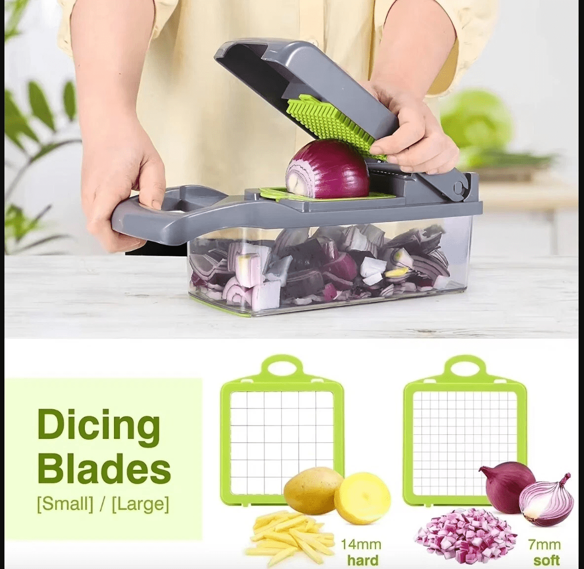 16 in 1 Multifunctional Handheld Onion Cutter Fruits Slicer Potatoes Press Peele image 0