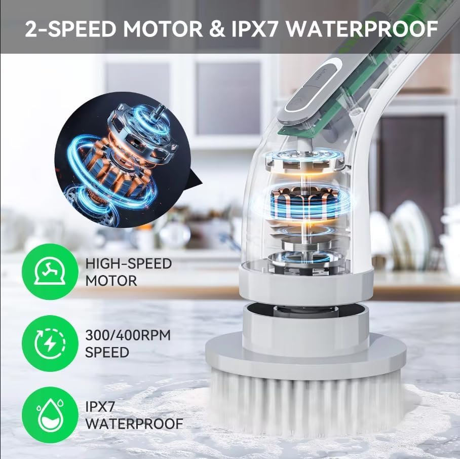 Cordless Electric Spin Scrubber with 7 Replaceable Brush Heads image 1