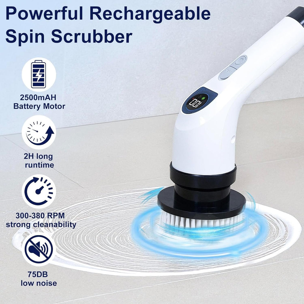 Electric Spin Scrubber for Cleaning, Adjustable Shower Brush with 7 Replaceable Heads image 3